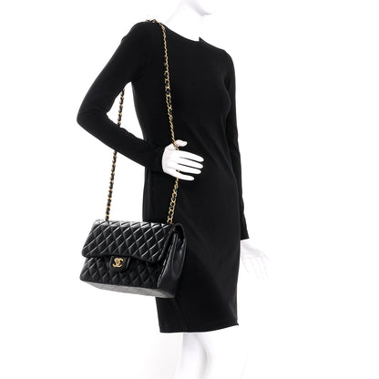 Chanel Lambskin Quilted Jumbo Double Flap Black 2 of 10