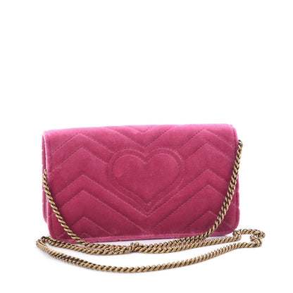 Gucci Velvet Matelasse Love Embroidered GG Marmont Mini Bag Light Raspberry Rose 4 of 8
