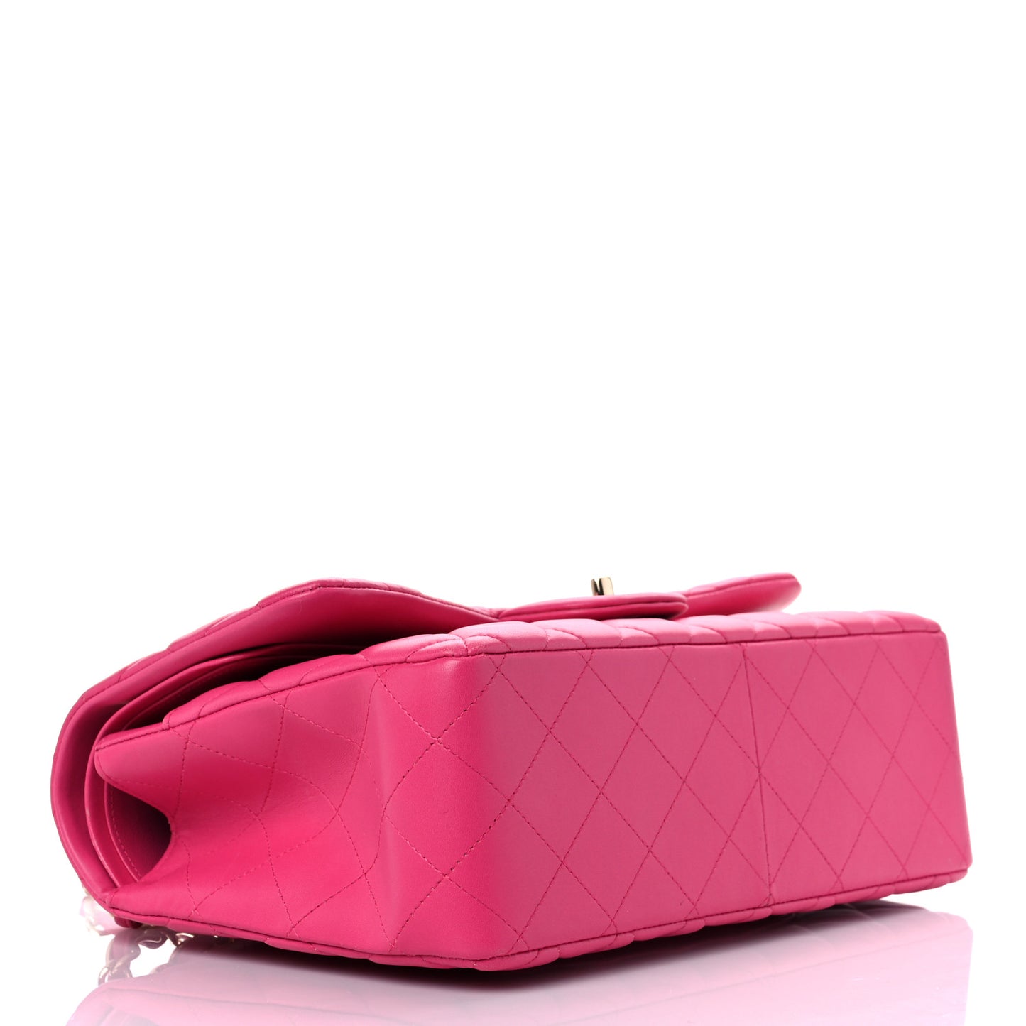 Lambskin Quilted Jumbo Double Flap Fuchsia