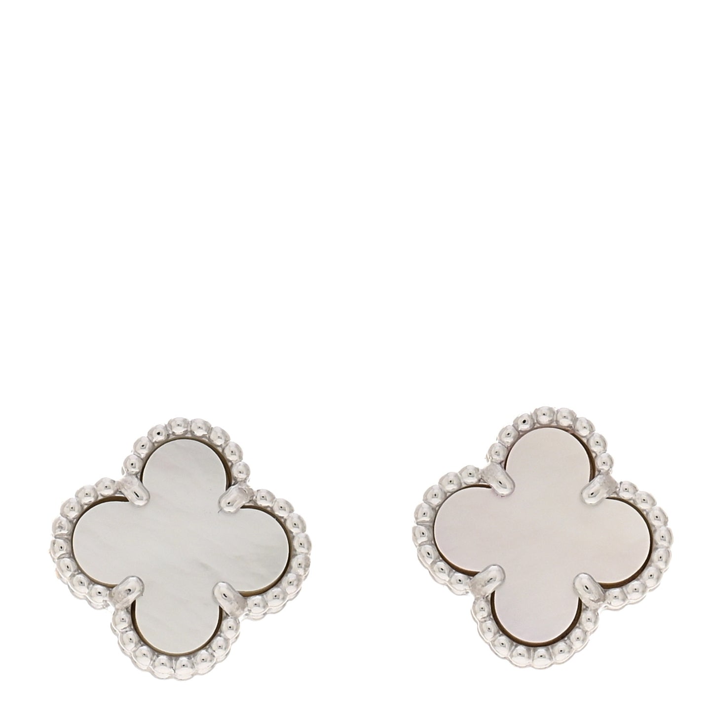 18K White Gold Mother of Pearl Sweet Alhambra Earrings