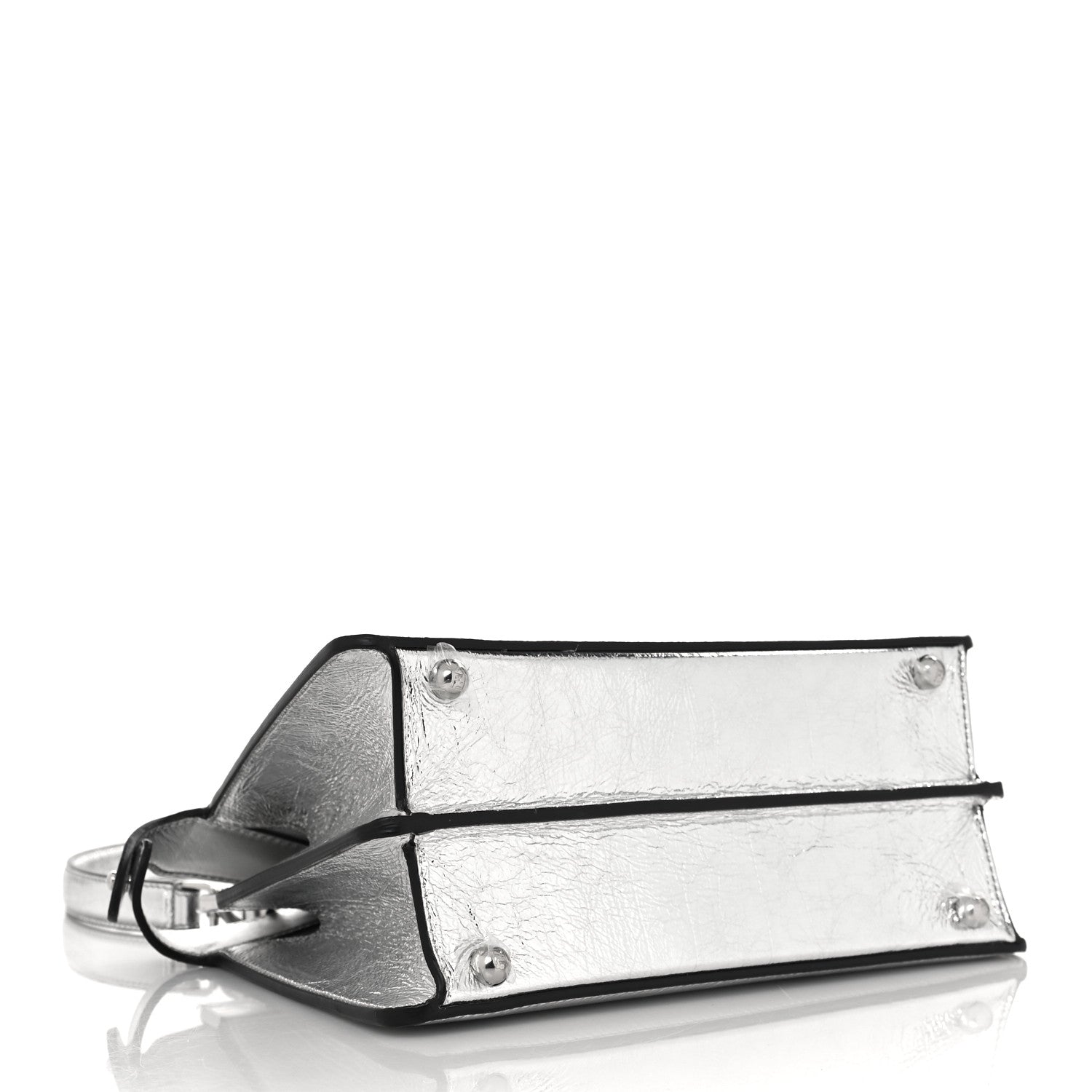 Fendi Rock Millenium Laminata Small Peekaboo I SEE U Satchel Argento 4 of 6
