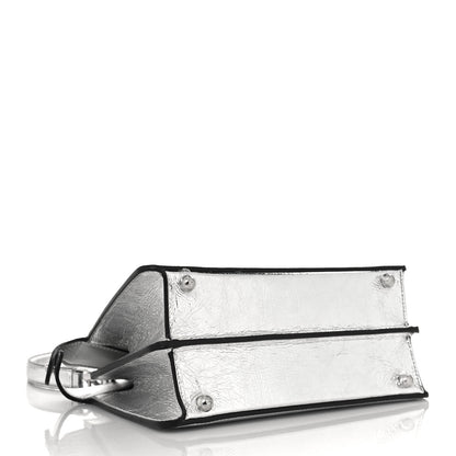 Fendi Rock Millenium Laminata Small Peekaboo I SEE U Satchel Argento 4 of 6