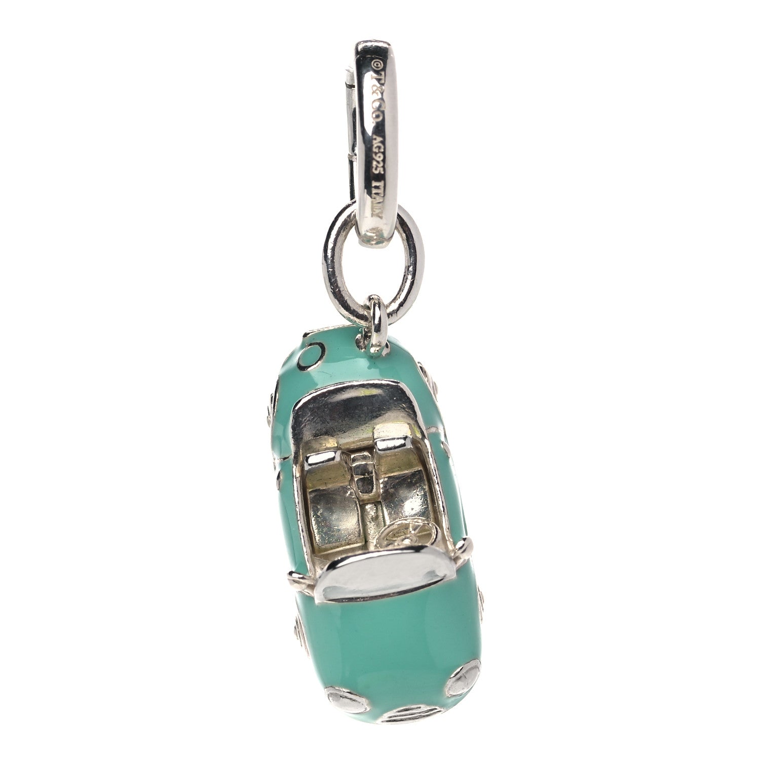 Tiffany Sterling Silver Enamel Car Charm Blue 1 of 6