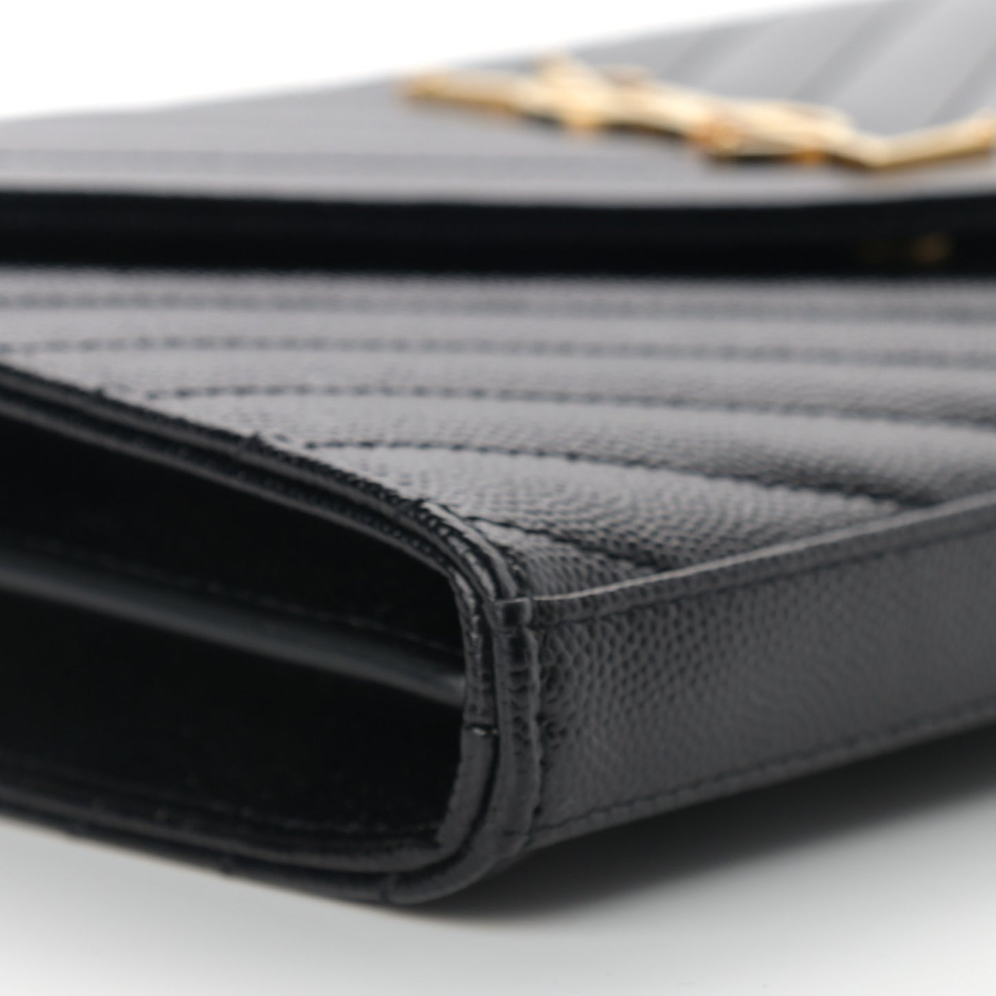 Grain De Poudre Matelasse Chevron Monogram Chain Wallet Black