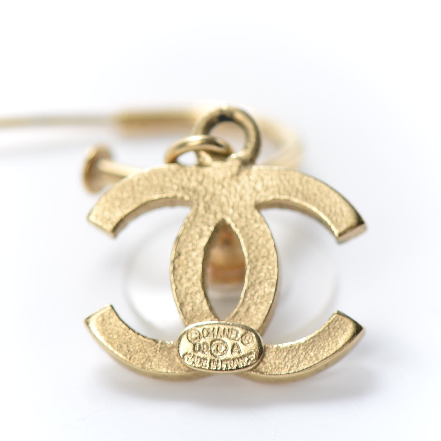 Chanel Pearl CC Dangle Earrings Light Gold 4 of 4