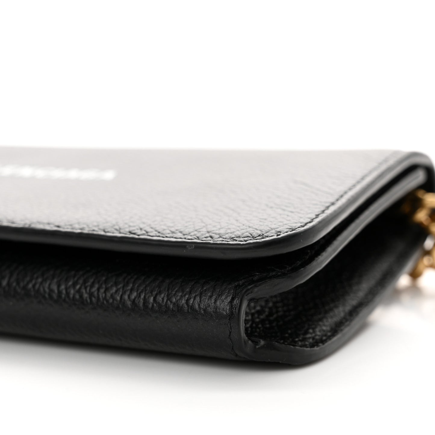 Grained Calfskin Logo Cash Phone Holder Wallet On Chain Black White