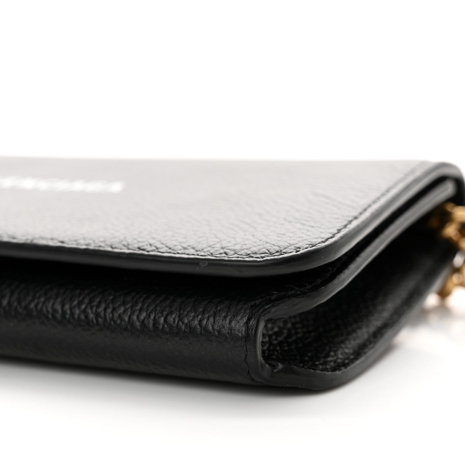 Balenciaga Grained Calfskin Logo Cash Phone Holder Wallet On Chain Black White 10 of 11