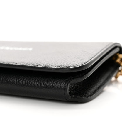 Balenciaga Grained Calfskin Logo Cash Phone Holder Wallet On Chain Black White 10 of 11
