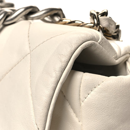 Chanel Goatskin Quilted Large 19 Flap White 13 of 14