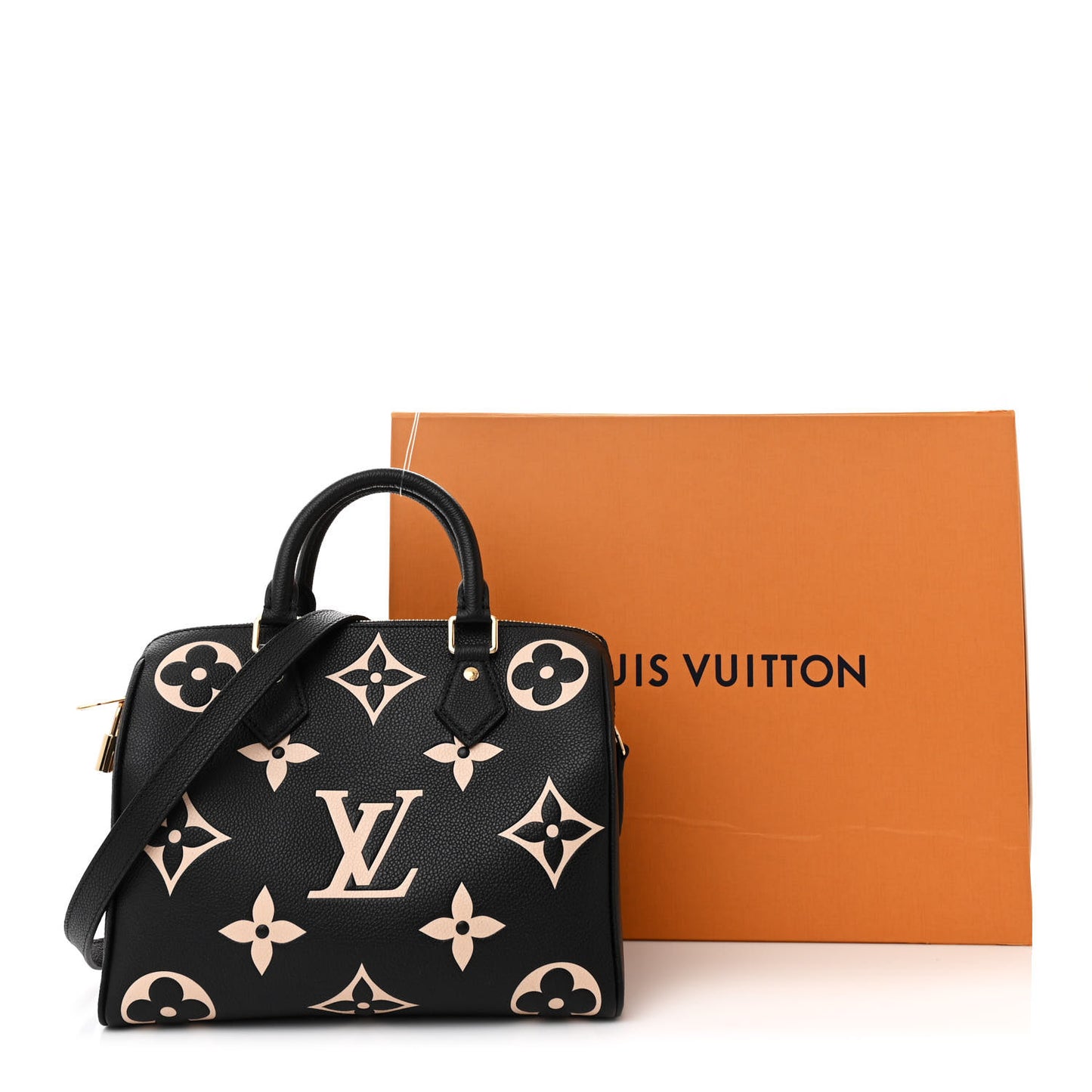 Empreinte Monogram Giant Speedy Bandouliere 25 Black Beige