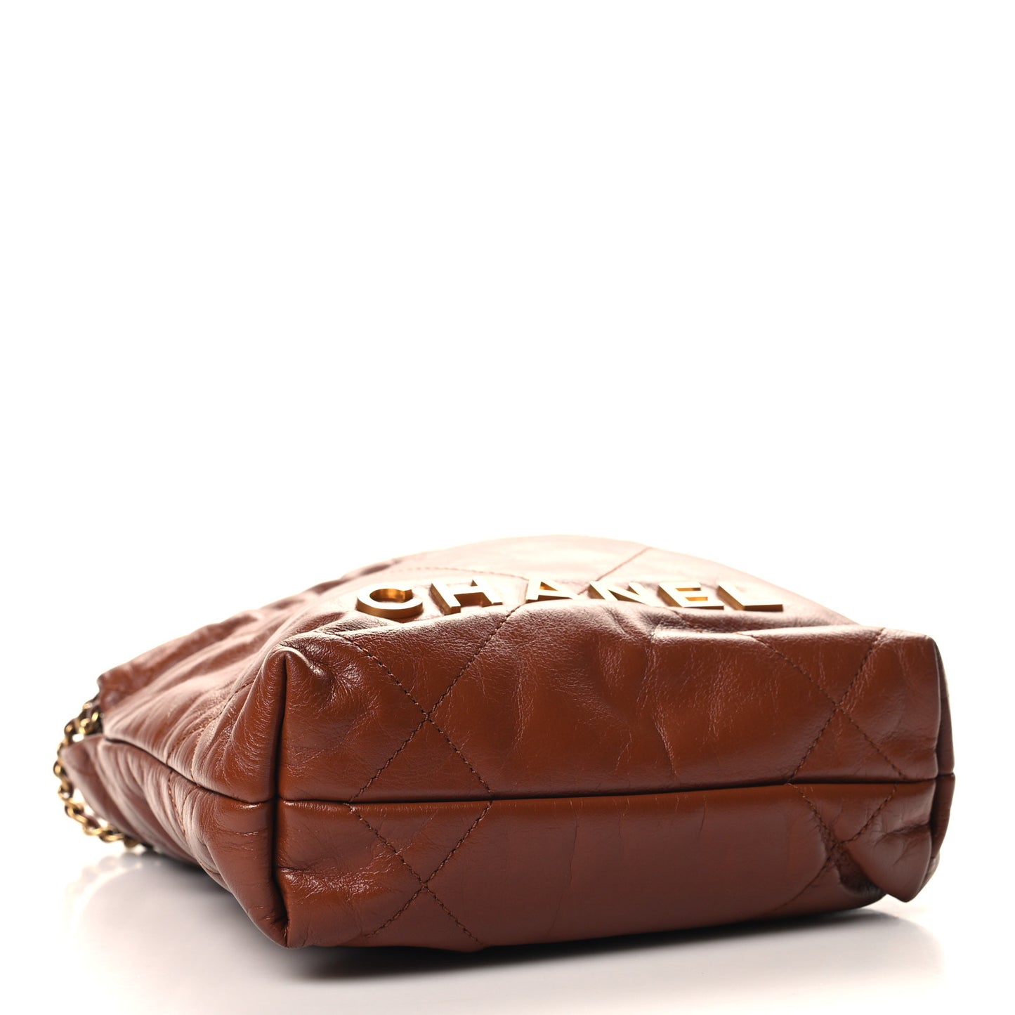 Shiny Calfskin Quilted Mini Chanel 22 Light Brown