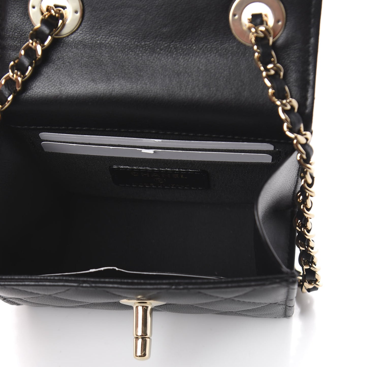 Lambskin Quilted Mini Trendy CC Chain Wallet Black