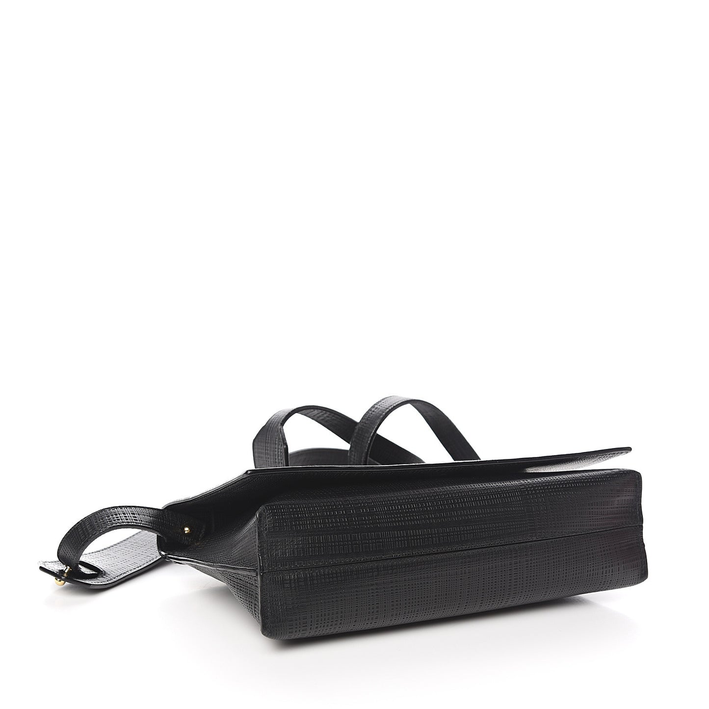 Calfskin Linen Embossed Small Messenger Bag Black