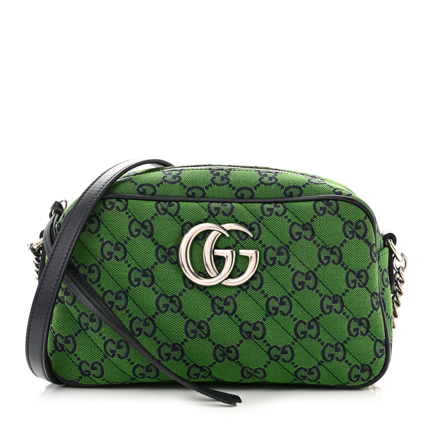 Monogram Multicolor Matelasse Diagonal Small GG Marmont Chain Shoulder Bag Green Blue