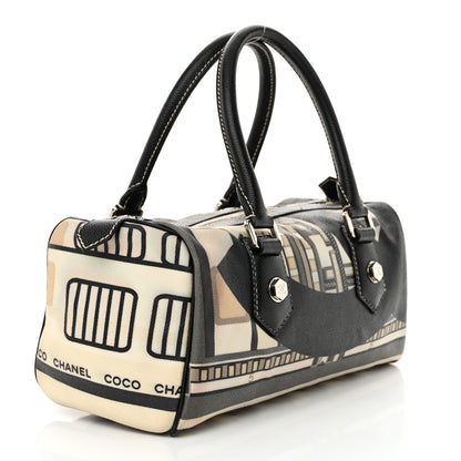 Chanel Coated Canvas Le Train Boston Bag Black 3 of 16