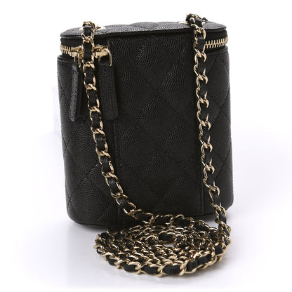 Chanel Caviar Quilted Small Vertical Coco Beauty Vanity Case With Chain Black 3 of 10