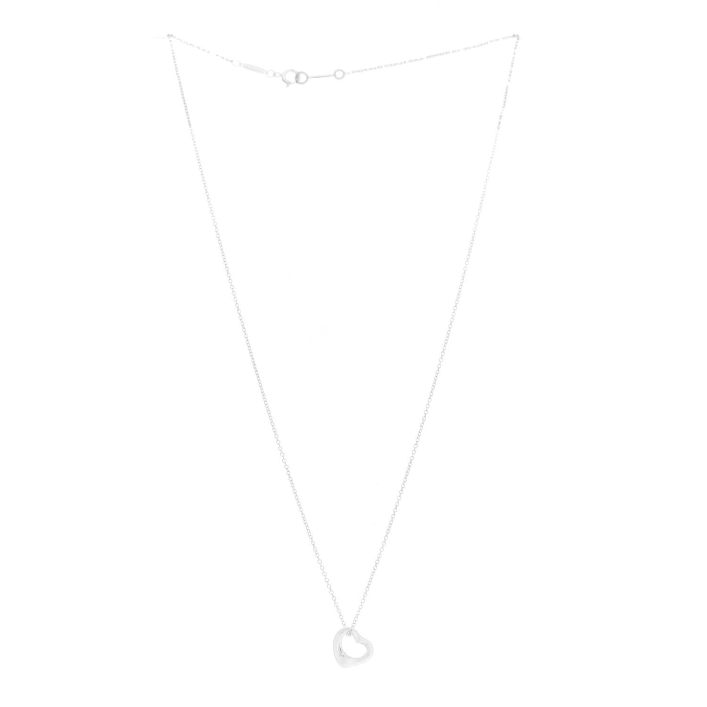 Sterling Silver 11mm Elsa Peretti Open Heart Pendant Necklace