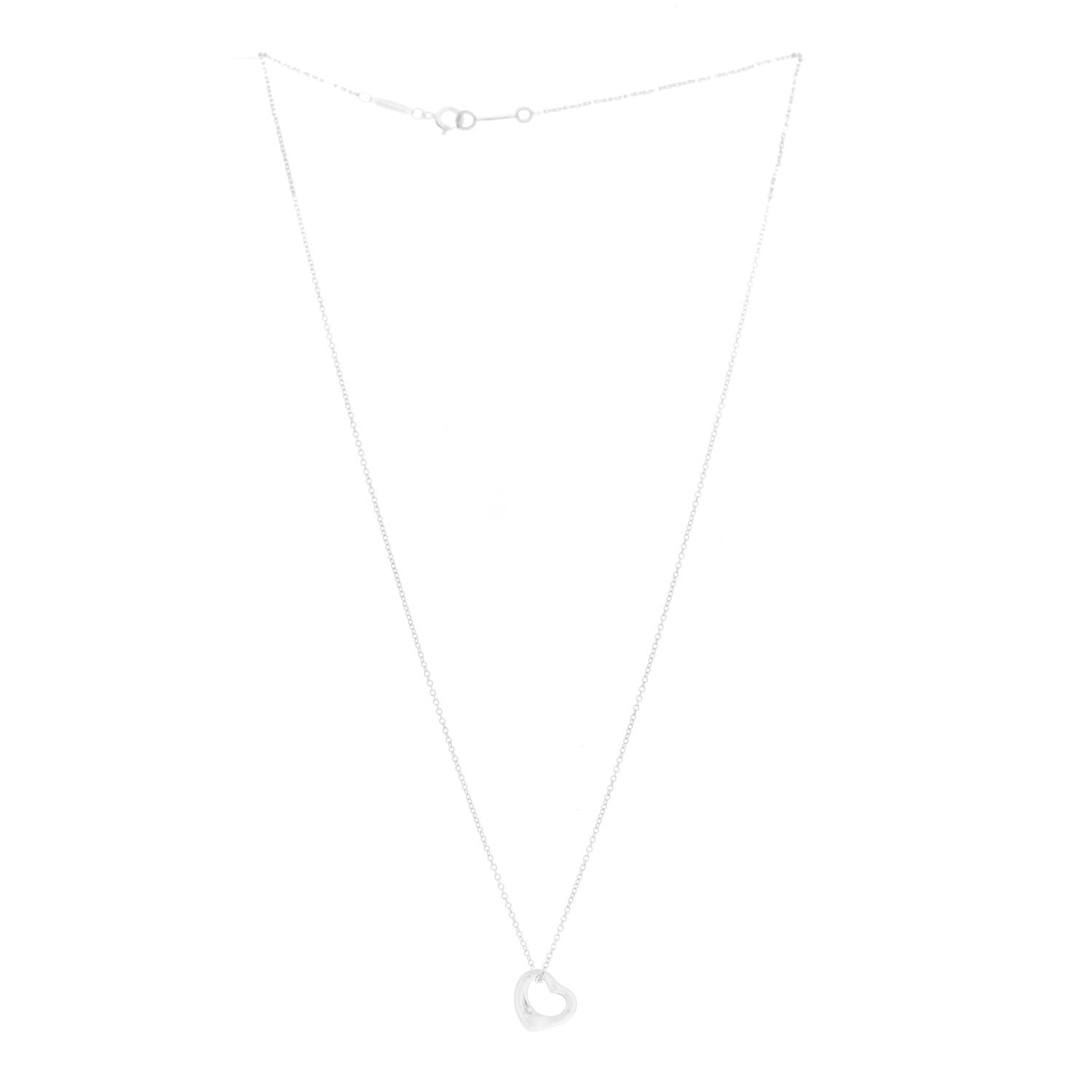 Tiffany Sterling Silver 11mm Elsa Peretti Open Heart Pendant Necklace 3 of 8