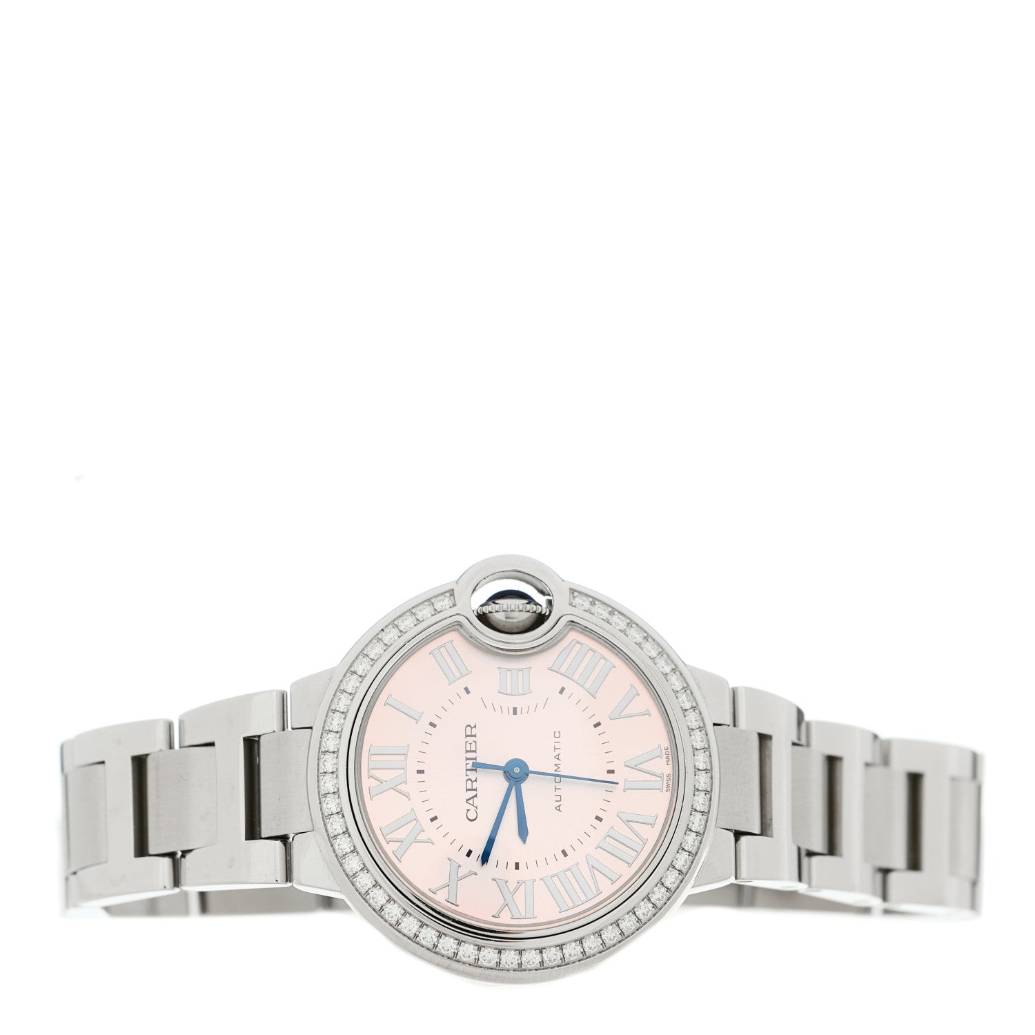Cartier Stainless Steel Diamond Bezel 33mm Ballon Bleu De Cartier Automatic Watch Pink 2 of 4
