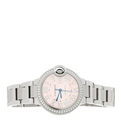 Cartier Stainless Steel Diamond Bezel 33mm Ballon Bleu De Cartier Automatic Watch Pink 2 of 4