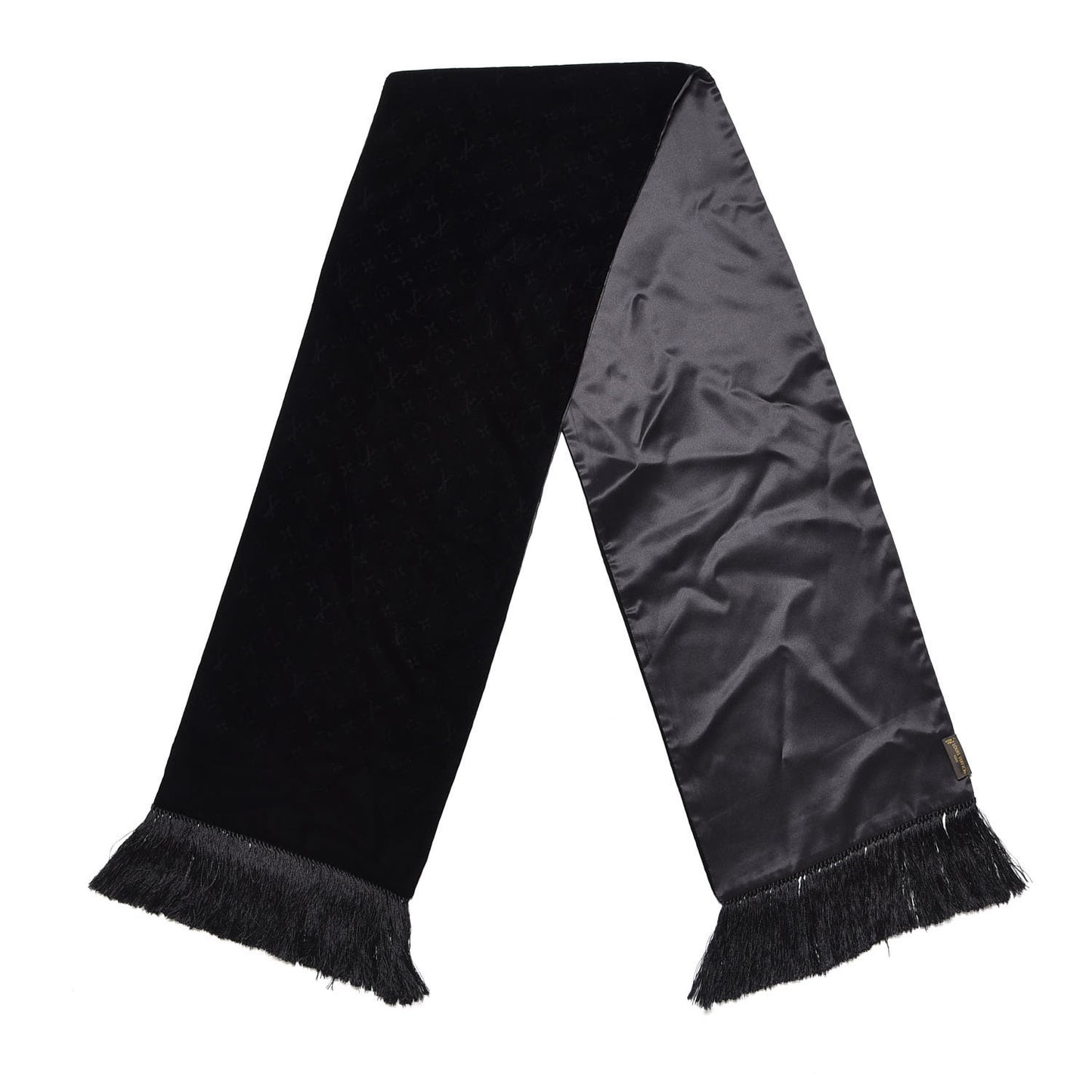 Velvet Monogram Scarf Black