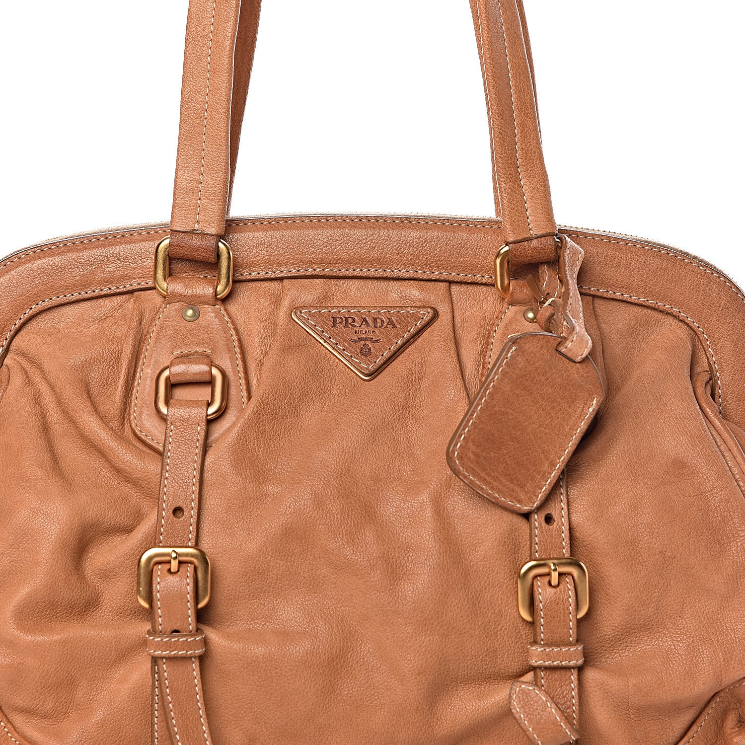 Prada Washed Buffalo Frame Bag Cuoio 9 of 9