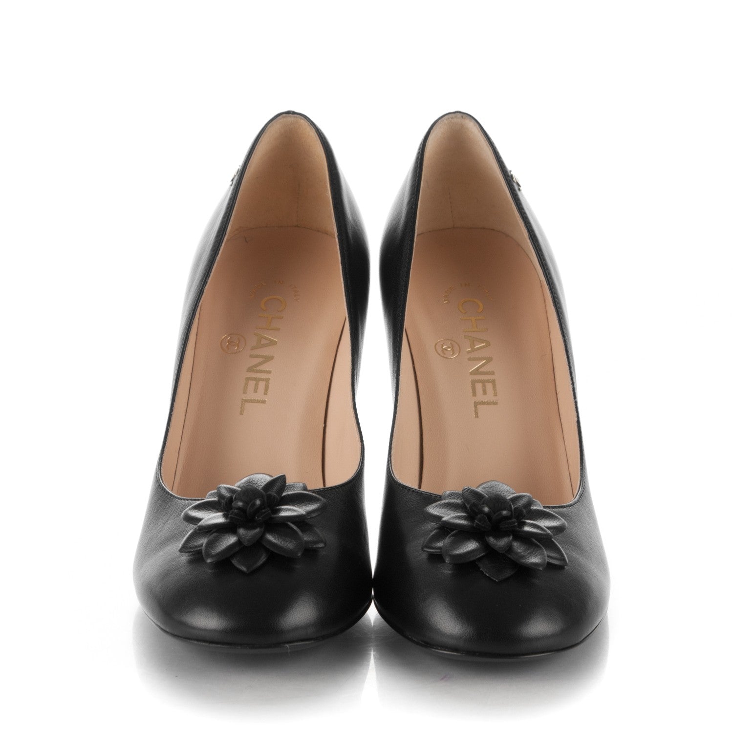 Chanel Lambskin Camellia Pumps 38.5 Black 2 of 7