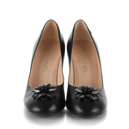 Chanel Lambskin Camellia Pumps 38.5 Black 2 of 7