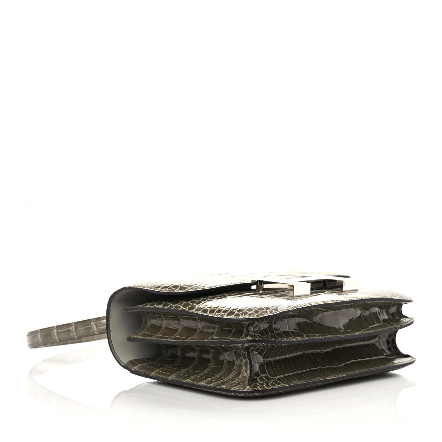 Shiny Alligator Constance 18 Gris Tourterelle