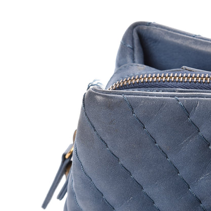 Chanel Iridescent Calfskin Chevron Quilted Surpique Tote Dark Blue 21 of 23