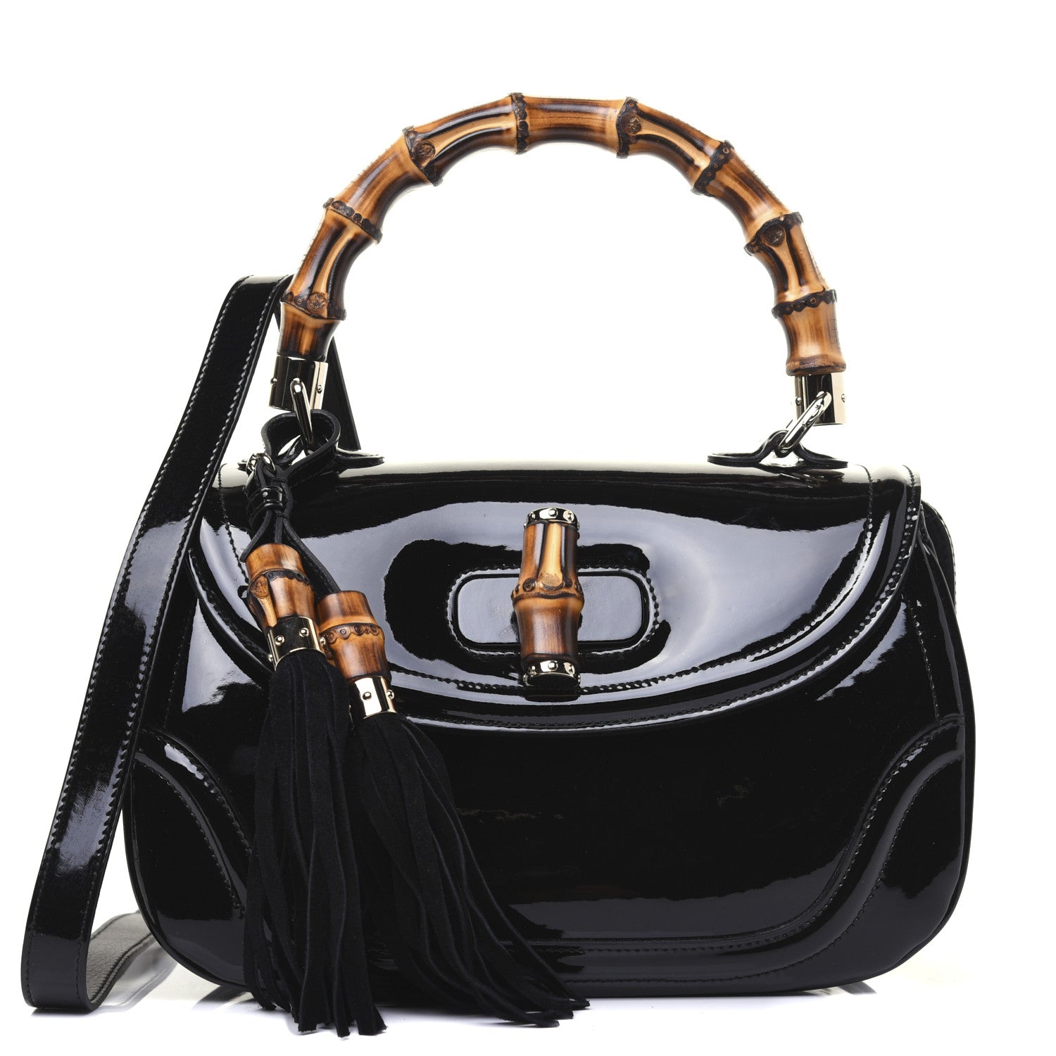 Gucci Patent Medium New Bamboo Top Handle Bag Black 1 of 15