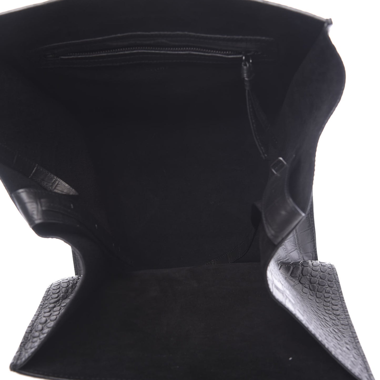 Crocodile Embossed Calfskin Medium Phantom Luggage Black