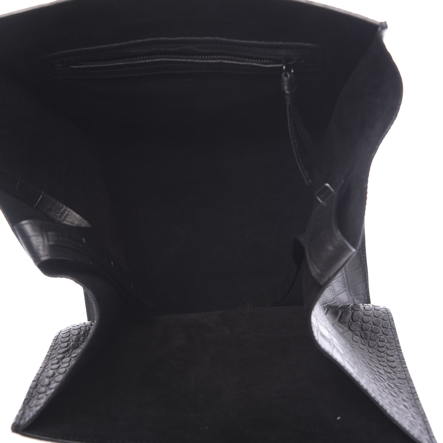 Celine Crocodile Embossed Calfskin Medium Phantom Luggage Black 5 of 9