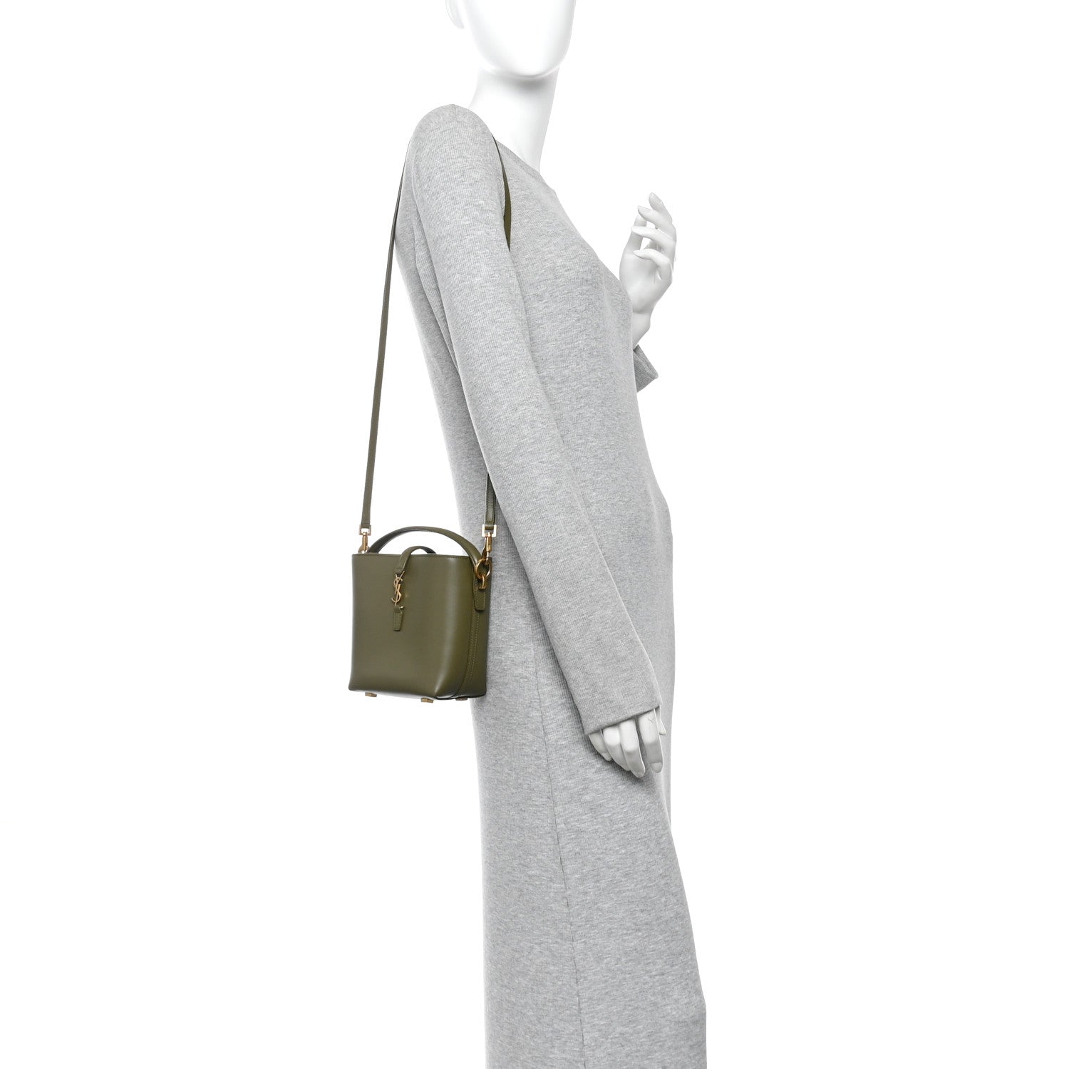 Saint Laurent Shiny Calfskin Le 37 Mini Bucket Bag Strong Moss 2 of 9