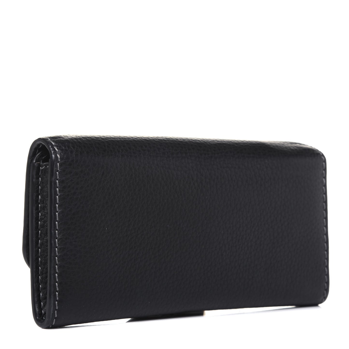 Calfskin Marcie Continental Flap Wallet Black