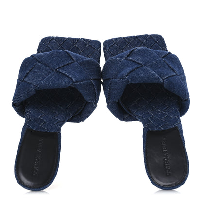 Bottega Veneta Denim Intrecciato Lido Mule 90 Sandals 39.5 Indigo 2 of 9