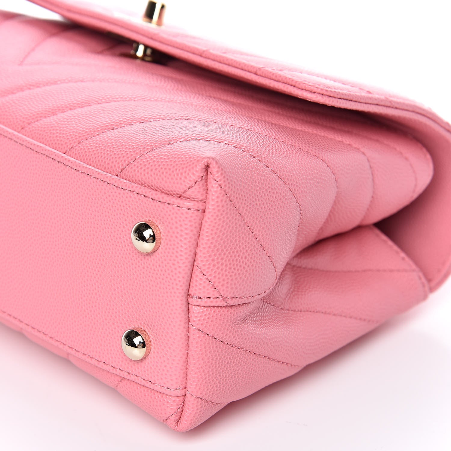 Chanel Caviar Chevron Quilted Mini Coco Handle Flap Pink 9 of 11