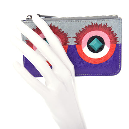 Fendi Vitello Elite Studded Hypnoteyes Coin Pouch Key Case Polvere Multicolor 2 of 8