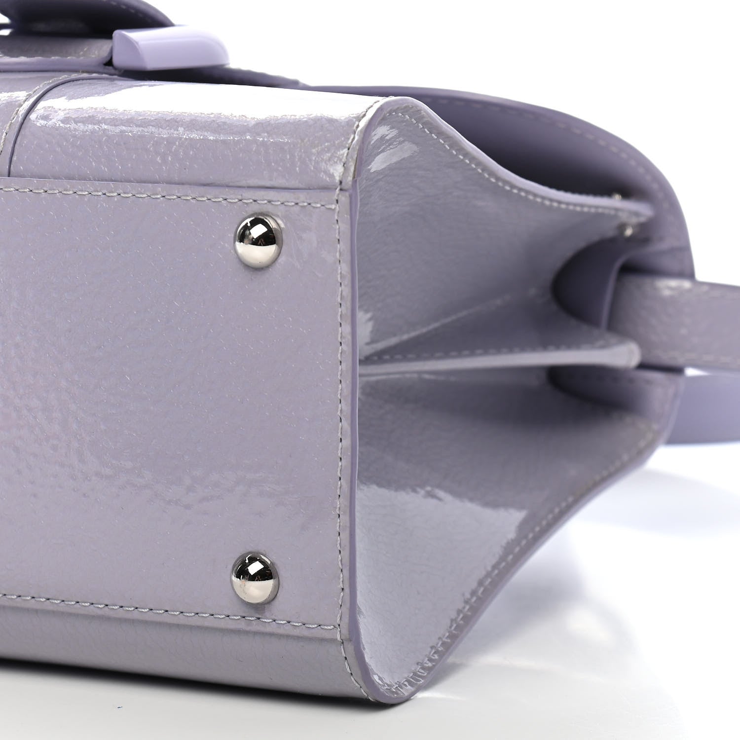 Delvaux Patent Grained Calfskin Mini Brillant Satchel Light Purple 10 of 13