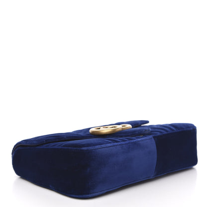 Gucci Velvet Matelasse Medium GG Marmont Shoulder Bag Cobalt Blue 4 of 14