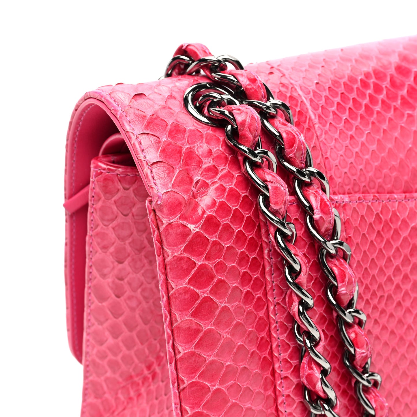 Snakeskin Jumbo Double Flap Pink