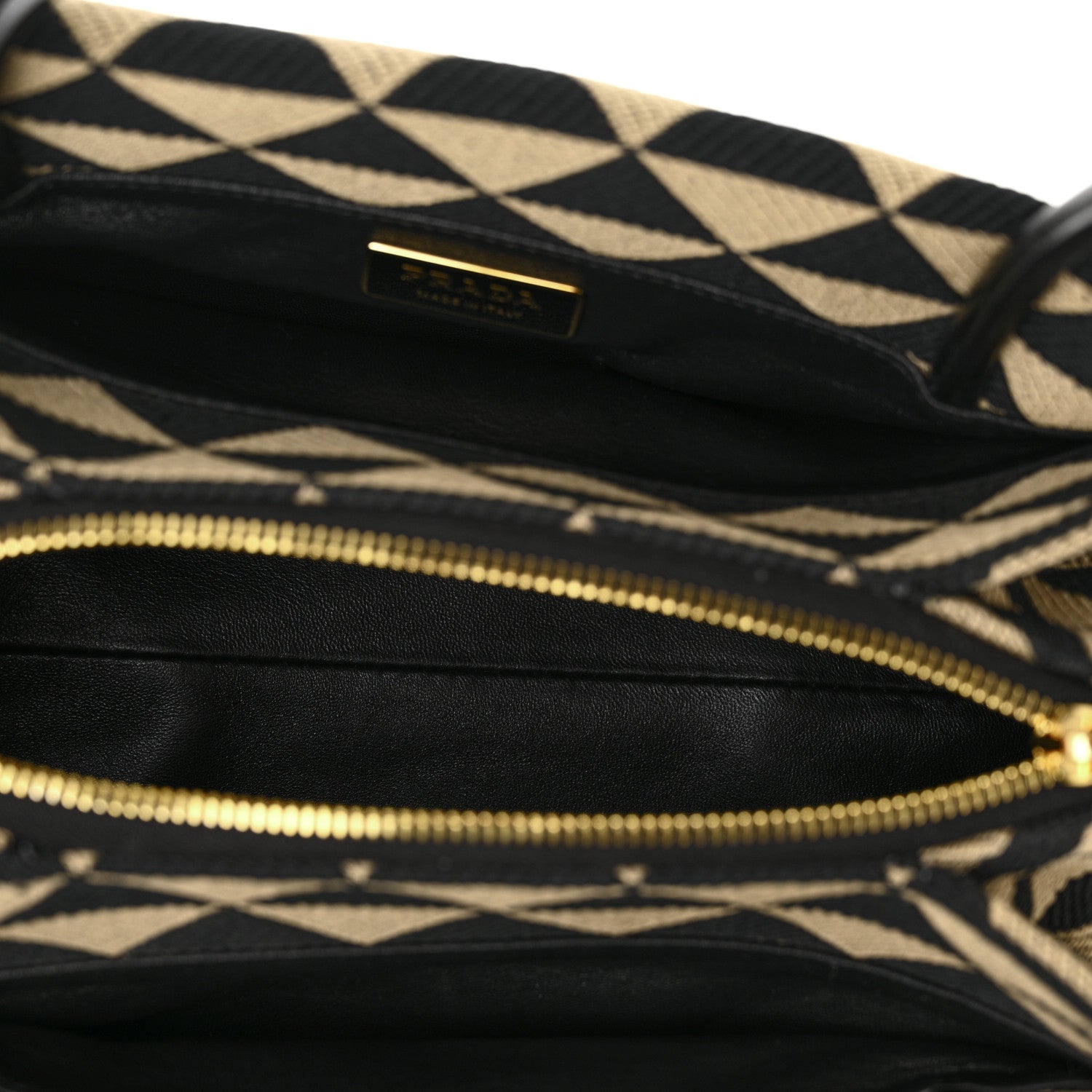 Prada Jacquard Triangolo Symbole Embroidered Small Shoulder Bag Black Corda 5 of 11