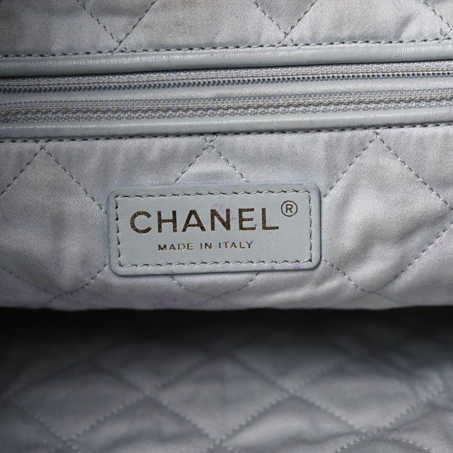 Shiny Calfskin Quilted Small Chanel 22 Grey
