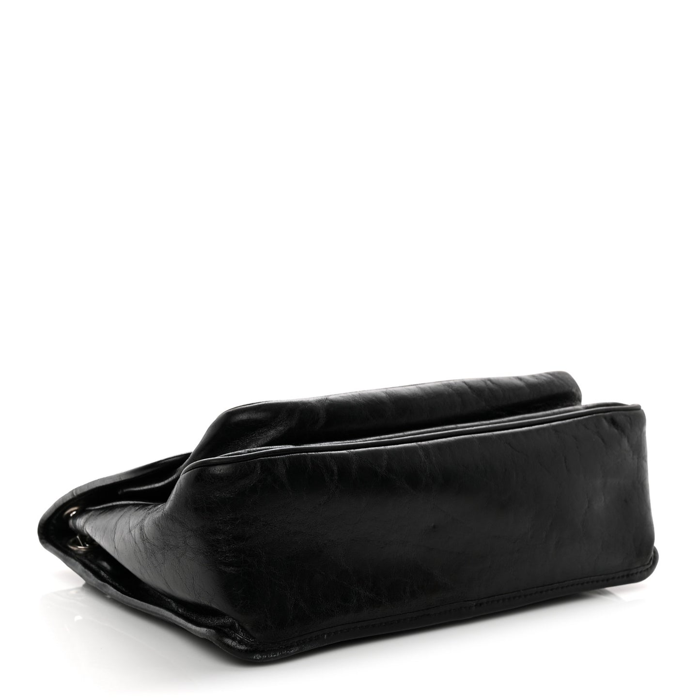 Crinkled Calfskin Monogram Medium Niki Chain Satchel Black