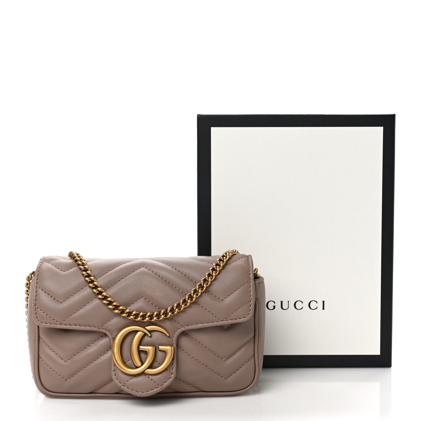 Calfskin Matelasse Super Mini GG Marmont Shoulder Bag Porcelain Rose
