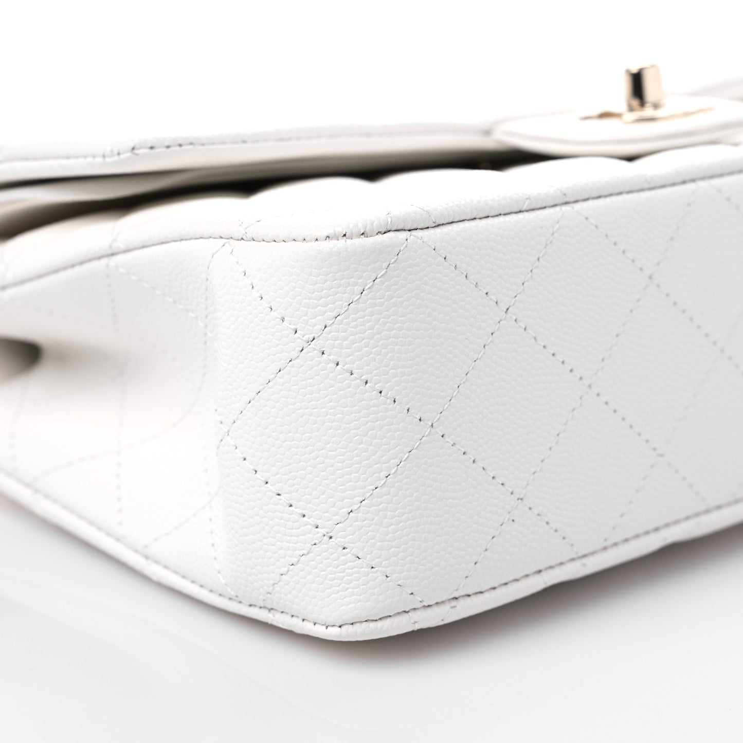 Caviar Quilted Medium Double Flap White