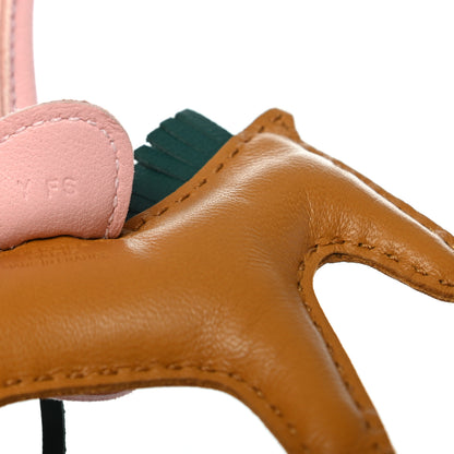 Hermes Milo Lambskin Grigri Rodeo Horse Bag Charm PM Sesame Malachite Rose Sakura 3 of 4