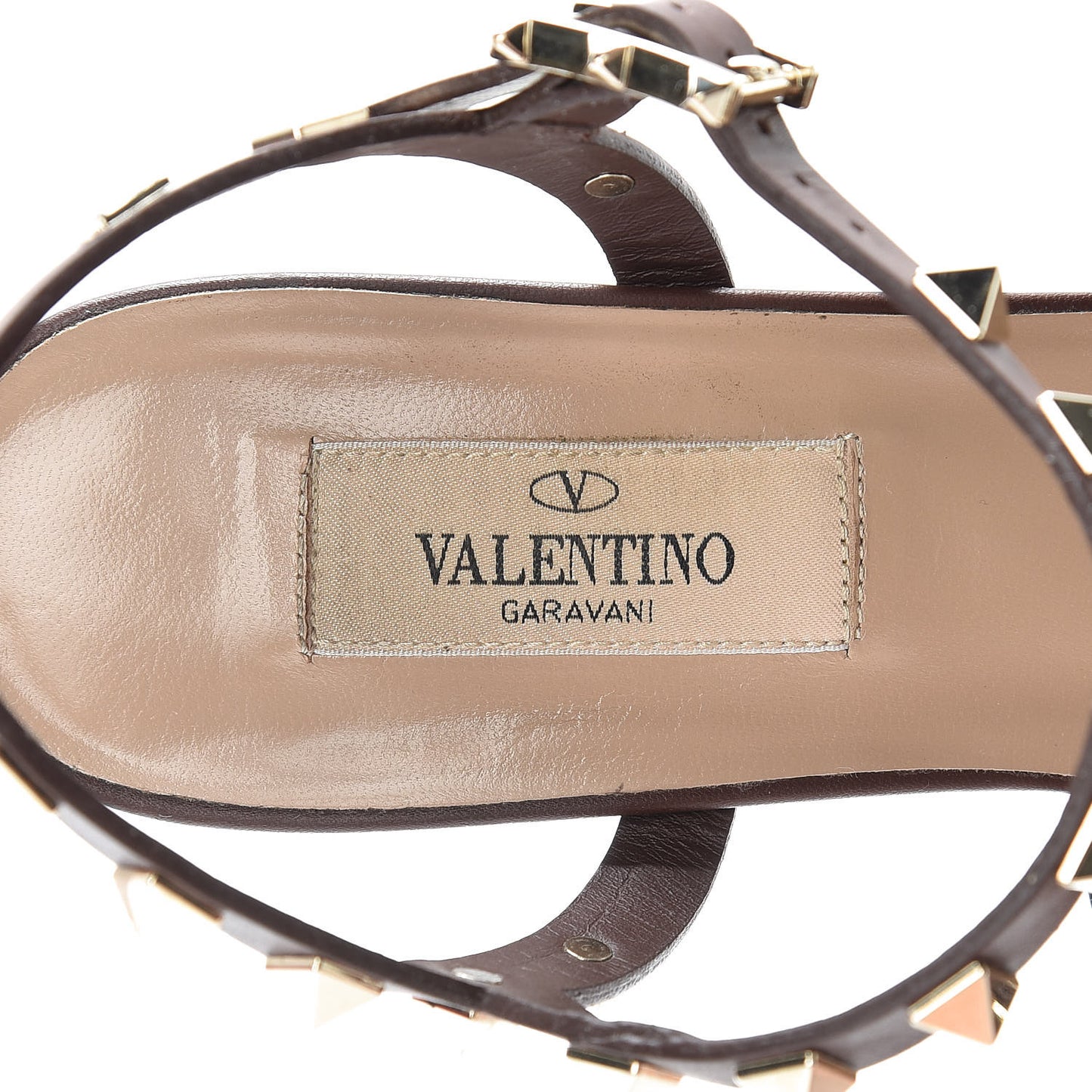 Calfskin Rockstud 60mm City Sandals 37 Light Brown