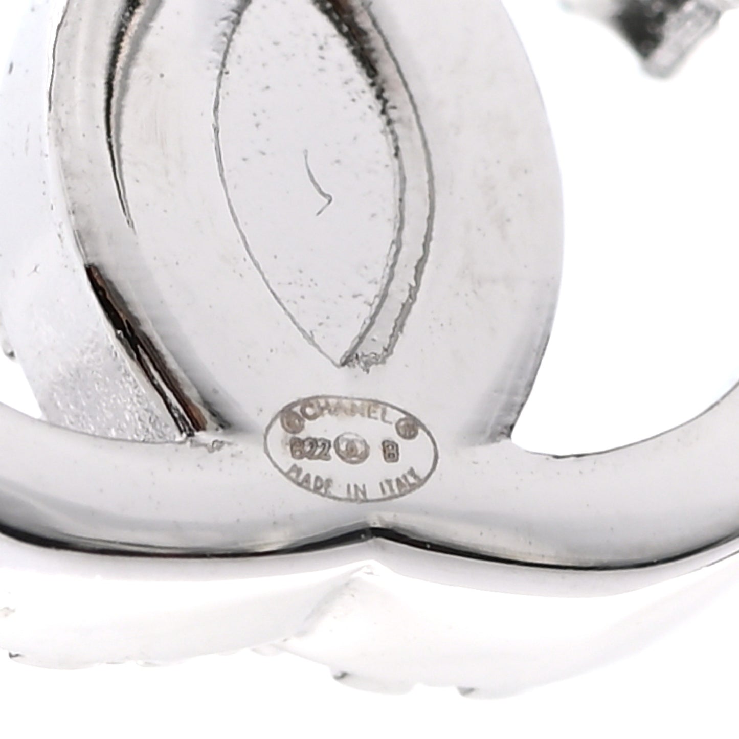 Crystal CC Turnlock Earrings Silver