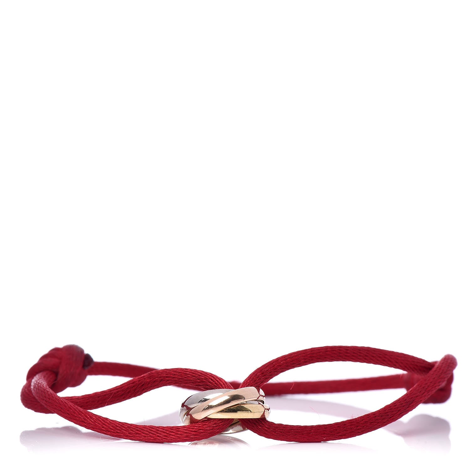 Cartier 18K Pink Yellow White Gold Trinity Cord Bracelet Red 1 of 6